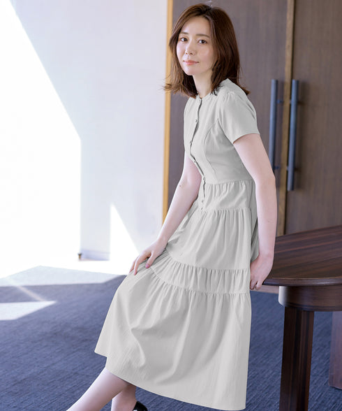 【アウトレット】ティアードシャツワンピース