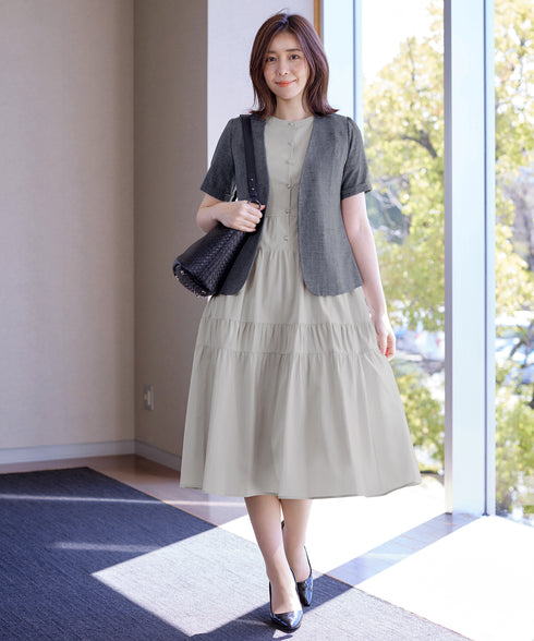 【アウトレット】ティアードシャツワンピース