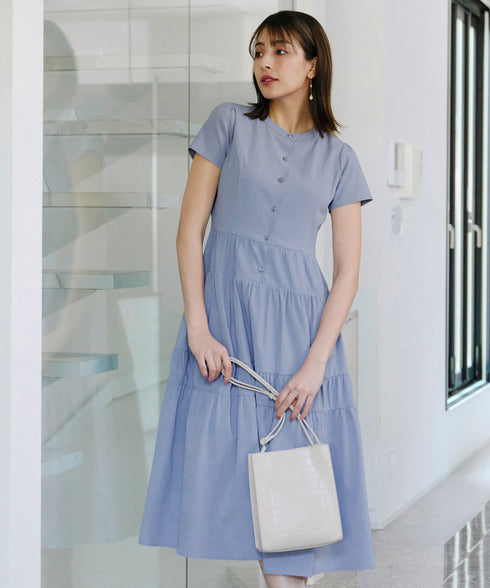 【アウトレット】ティアードシャツワンピース
