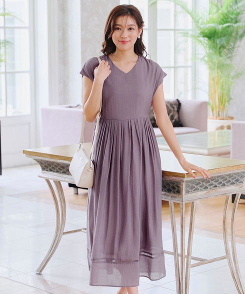 【アウトレット】はしごレースフレアワンピース