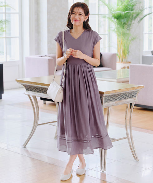 【アウトレット】はしごレースフレアワンピース