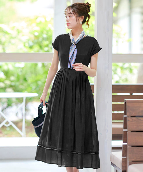 【アウトレット】はしごレースフレアワンピース