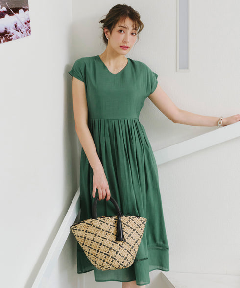 【アウトレット】はしごレースフレアワンピース