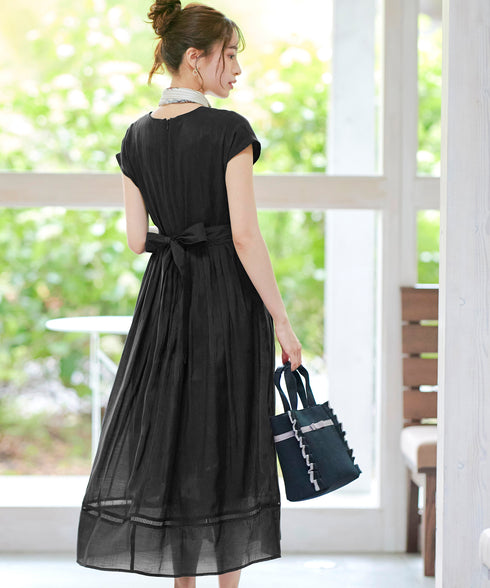 【アウトレット】はしごレースフレアワンピース