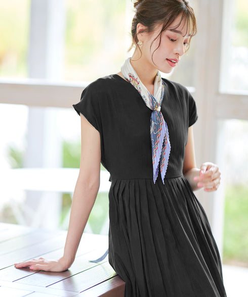 【アウトレット】はしごレースフレアワンピース