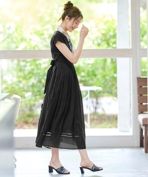 【アウトレット】はしごレースフレアワンピース