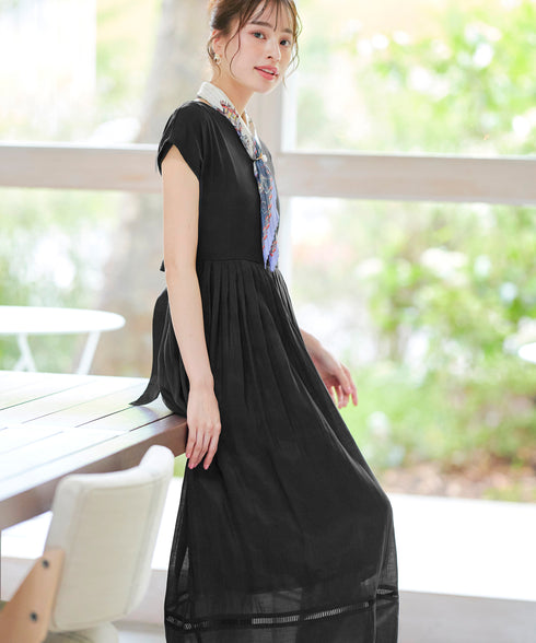 【アウトレット】はしごレースフレアワンピース