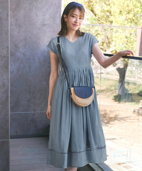 【アウトレット】はしごレースフレアワンピース