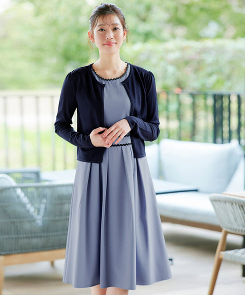 【アウトレット】配色スカラップレースワンピース