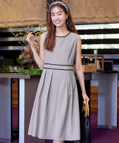 【アウトレット】配色スカラップレースワンピース