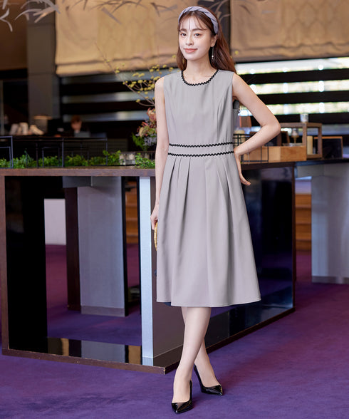 【アウトレット】配色スカラップレースワンピース