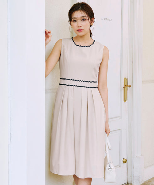 【アウトレット】配色スカラップレースワンピース