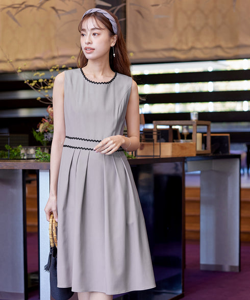 【アウトレット】配色スカラップレースワンピース