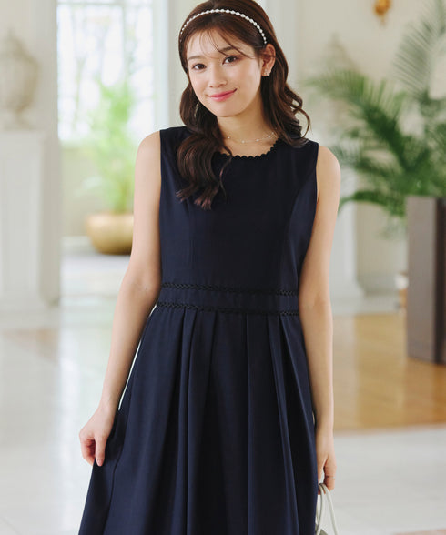 【アウトレット】配色スカラップレースワンピース