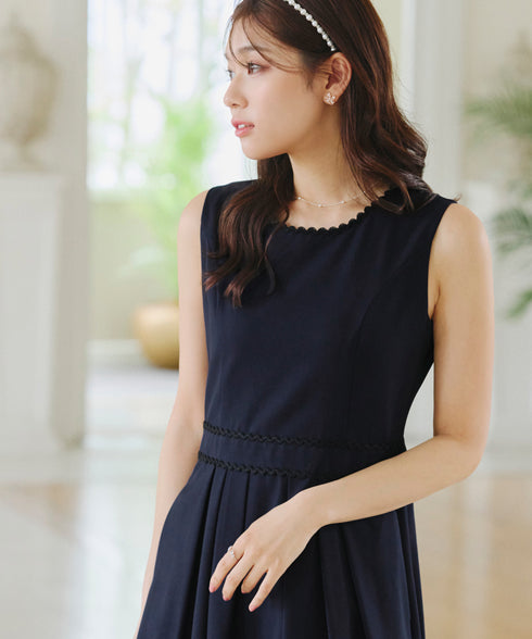 【アウトレット】配色スカラップレースワンピース