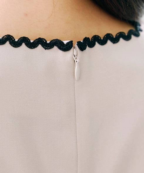 【アウトレット】配色スカラップレースワンピース