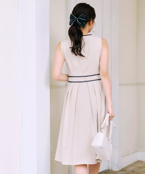 【アウトレット】配色スカラップレースワンピース