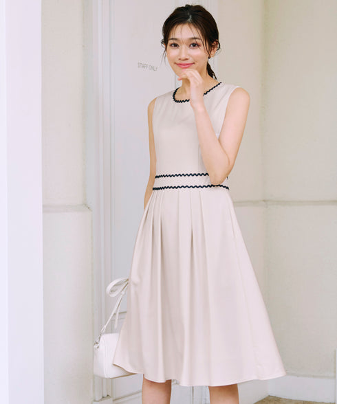 【アウトレット】配色スカラップレースワンピース