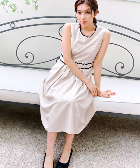 【アウトレット】配色スカラップレースワンピース