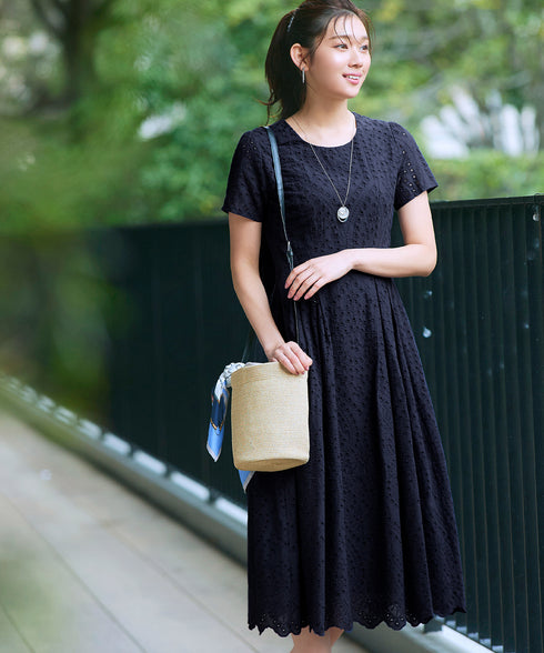 パンチングレーススカラップワンピース