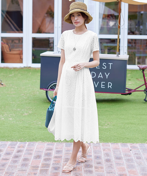 パンチングレーススカラップワンピース