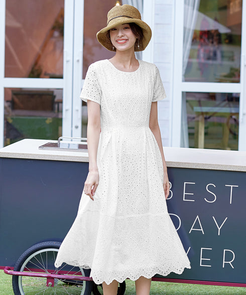 パンチングレーススカラップワンピース