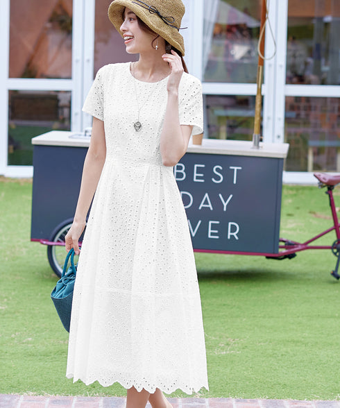 パンチングレーススカラップワンピース