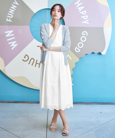 パンチングレーススカラップワンピース