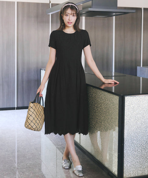 パンチングレーススカラップワンピース