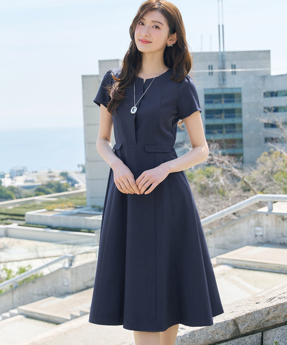 フラップポケットミディアム丈フレアワンピース – Tiaclasse
