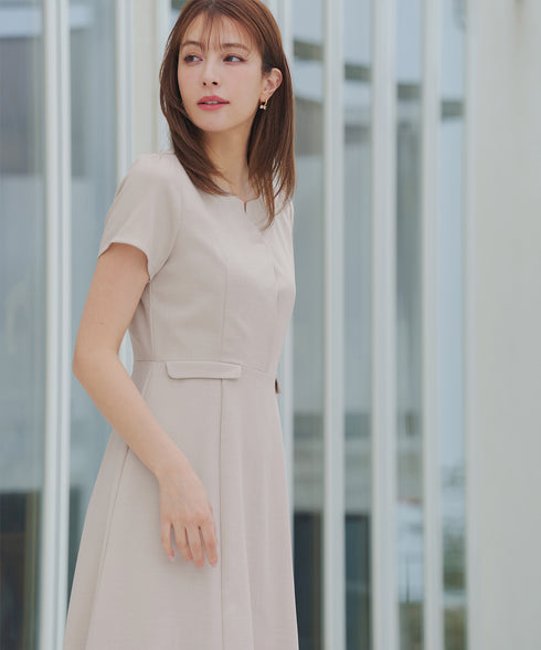 【小倉優子さん着用】フラップポケットミディアム丈フレアワンピース