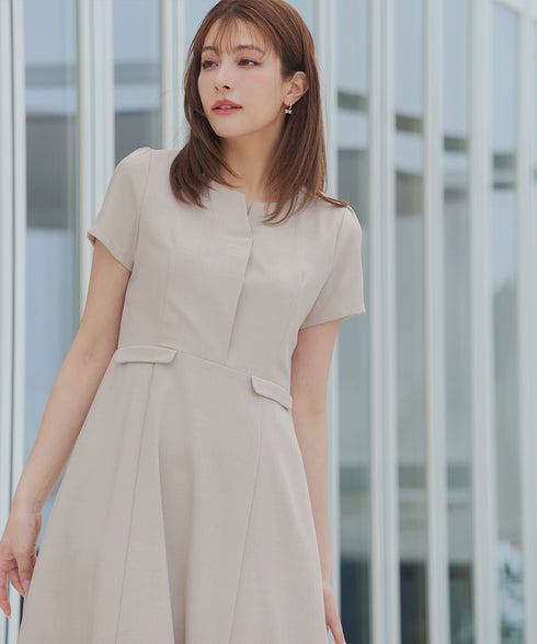 【小倉優子さん着用】フラップポケットミディアム丈フレアワンピース