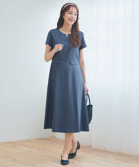 【小倉優子さん着用】フラップポケットミディアム丈フレアワンピース