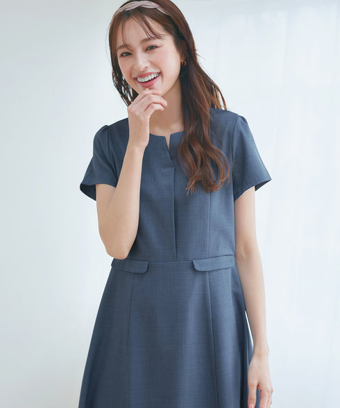 【小倉優子さん着用】フラップポケットミディアム丈フレアワンピース