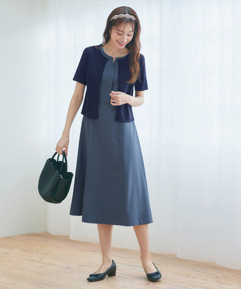 【小倉優子さん着用】フラップポケットミディアム丈フレアワンピース