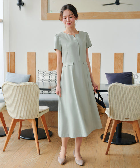 【小倉優子さん着用】フラップポケットミディアム丈フレアワンピース