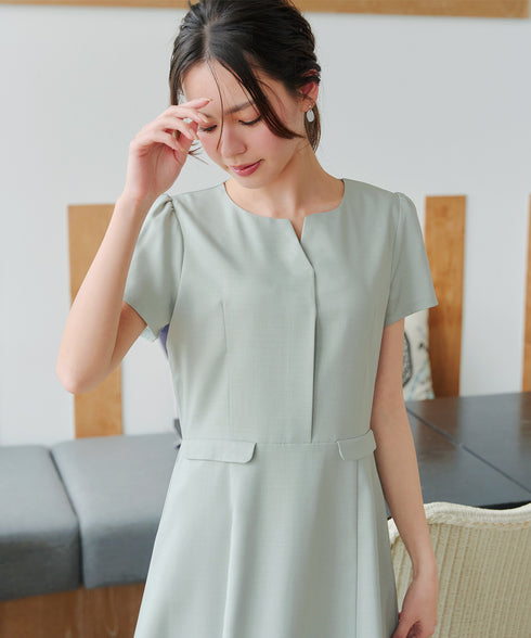 【小倉優子さん着用】フラップポケットミディアム丈フレアワンピース