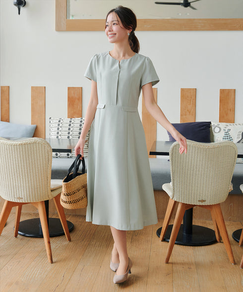 【小倉優子さん着用】フラップポケットミディアム丈フレアワンピース