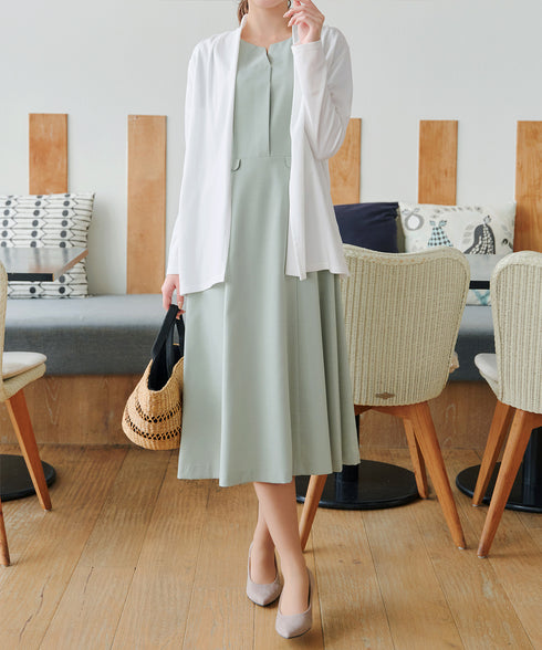 【小倉優子さん着用】フラップポケットミディアム丈フレアワンピース