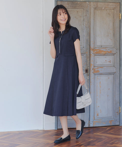 【小倉優子さん着用】フラップポケットミディアム丈フレアワンピース