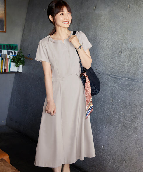 【小倉優子さん着用】フラップポケットミディアム丈フレアワンピース