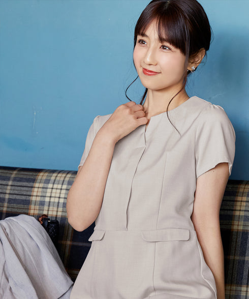 【小倉優子さん着用】フラップポケットミディアム丈フレアワンピース