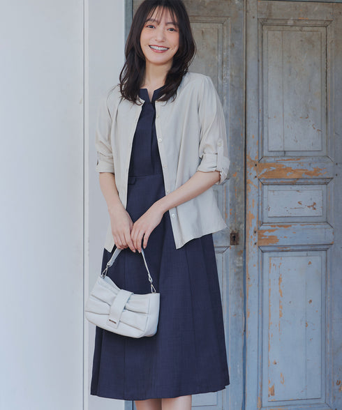 【小倉優子さん着用】フラップポケットミディアム丈フレアワンピース