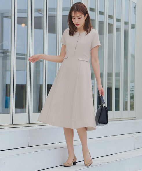 【小倉優子さん着用】フラップポケットミディアム丈フレアワンピース