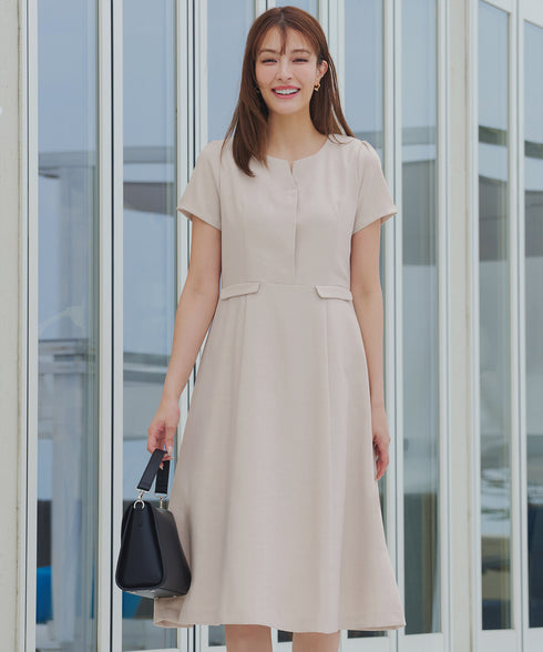 【小倉優子さん着用】フラップポケットミディアム丈フレアワンピース