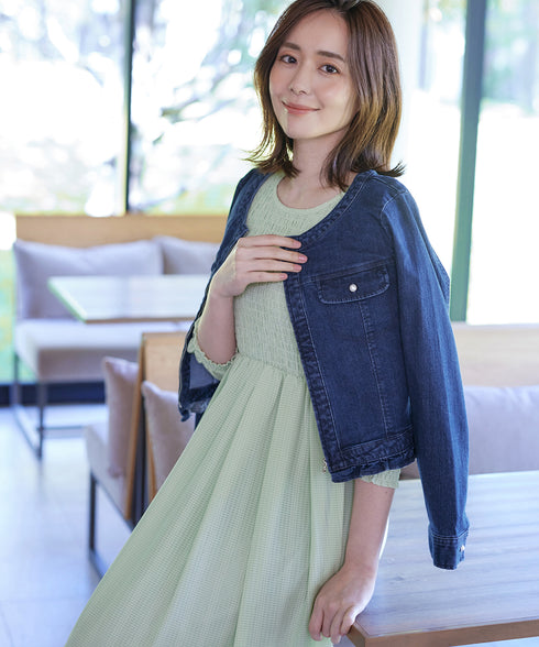 【アウトレット】シャーリングパフスリーブシアーワンピース