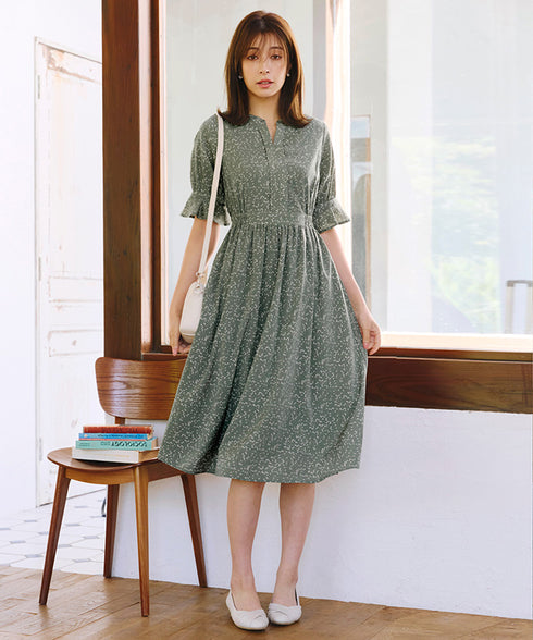 キャンディースリーブ花柄ワンピース