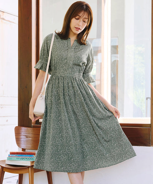 キャンディースリーブ花柄ワンピース