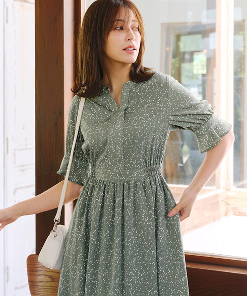 キャンディースリーブ花柄ワンピース