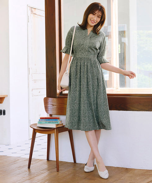 キャンディースリーブ花柄ワンピース